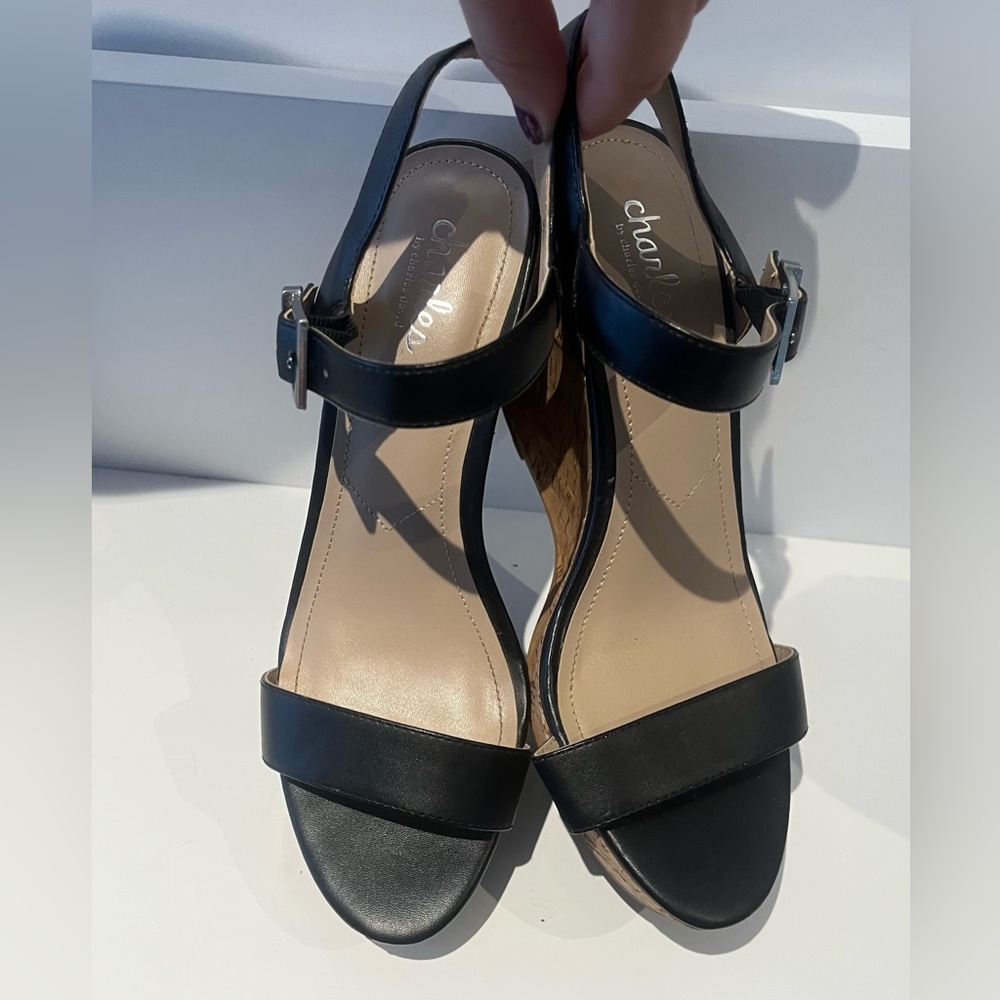 Charles David Black Women's Wedge Sandals